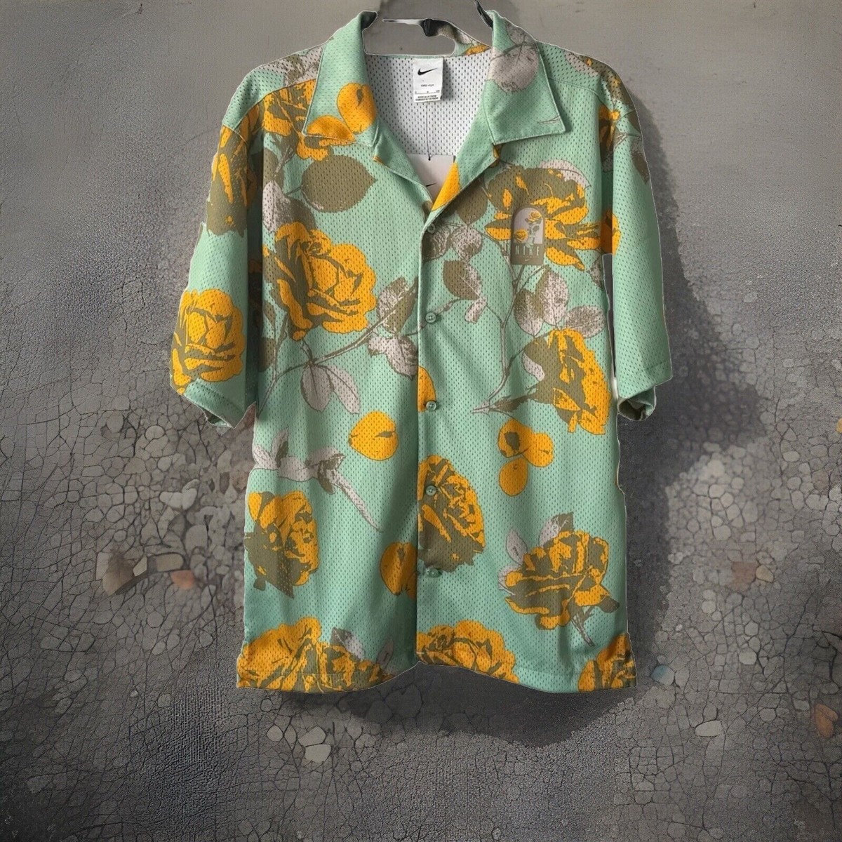 Nike Dri-Fit Rose City S/S Button Front Mesh Shirt FJ1650-308 Mens Size S