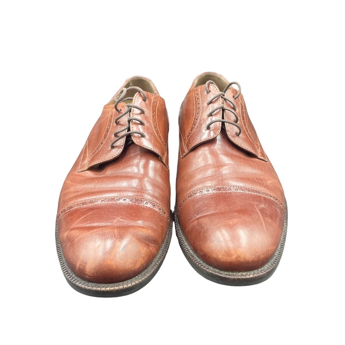 Johnston & Murphy Shoes Mens 12 M Brown Oxford Cap Toe Sheep 