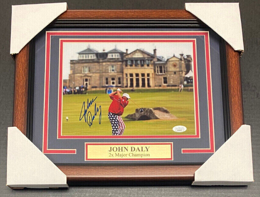 John Daly Autographed Signed BRITISH OPEN 8x10 FRAMED PHOTO JSA COA 