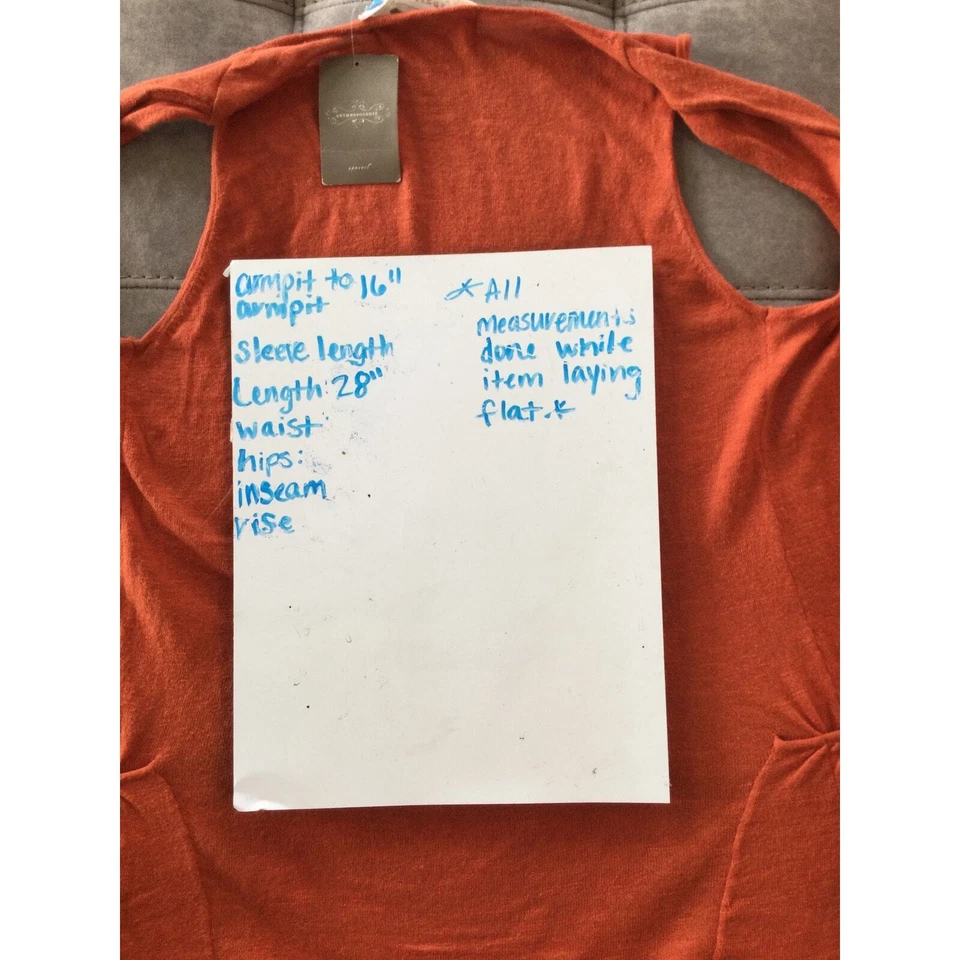 Chaleco abierto Sparrow para mujer talla mediana naranja bolsillos largos Anthropologie NUEVO Boho Foto 3 de 4