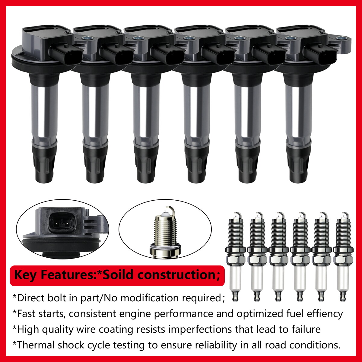 6 spark plugs +Ignition coil packs For Ford Edge explorer Lincoln 3.5L 3.7L oem