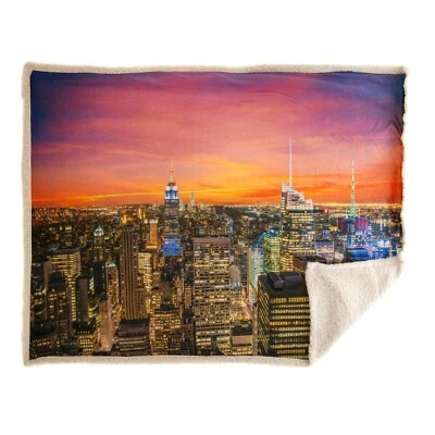Plaid in pile Caleffi con ricciolino NY Sunset 130x160 cm peso 460 gr/mq