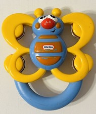 Vintage 90  s Little Tikes Butterfly Tambourine Musical Rattle Toy .
