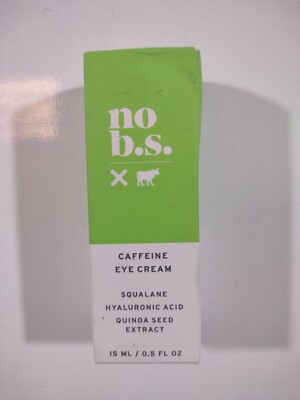 No BS Caffeine Eye Cream with Pure Hyaluronic Acid and Plant-Based Squalane Oil.