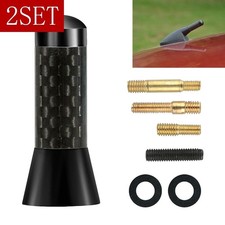 Universal 1.4 Inches Car Antenna Aerial Carbon Fiber Radio Fm Antena Black 2set
