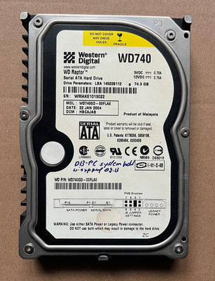 WESTERN DIGITAL RAPTOR WD740GD 74GB 10000U/min 16MB CACHE SATA II 3.5'' Zoll