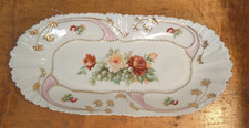 Vintage German Hand Painted w/transfer 12" Celery / Bread Dish