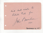 John Brownlee Opera Singer Signed 4.25x6" autograph book page 1941 — photo 1