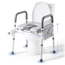 Uimoso Adjustable Raised Toilet Seat with Armrests for Seniors, 400 lbs Capacity