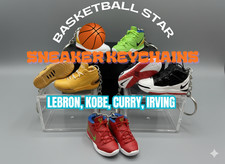 Variety Basketball Mini Sneaker Keychains LeBron Curry Kyrie Pair Box Optional