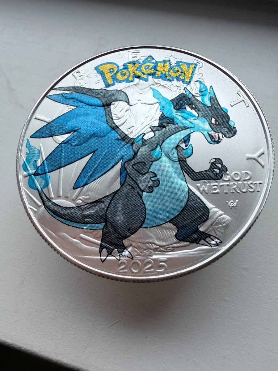 Pokemon Charizard X American Silver Eagle 1oz .999 Limited Ed Silver Dollar  Coin | eBay