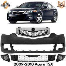 Front Bumper Cover Facia Paintable & Grille Assembly Kit For 2009-2010 Acura TSX