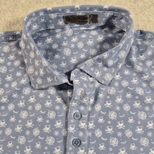 G/Fore Polo Shirt Mens Blue Skulls Cross Tees Performance Golf Size Large