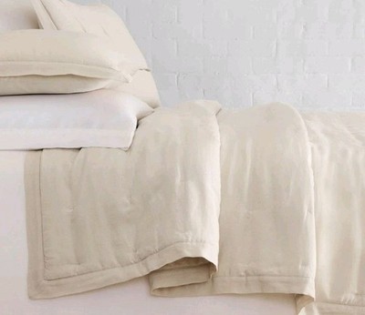 Sand WEST ELM Signature Lyocell TENCEL Linen Cotton QUEEN Quilt 