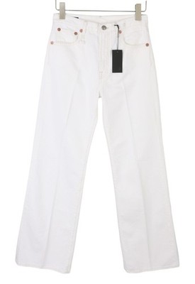 R13 Charlotte Damenjeans W26 Aerin White Straight Destroyed Zip