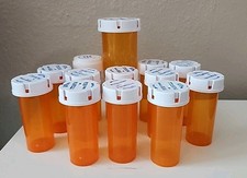 Lot of 13 Empty Pill Bottles Orange Mixed Sizes Craft Storage Vials with Lids