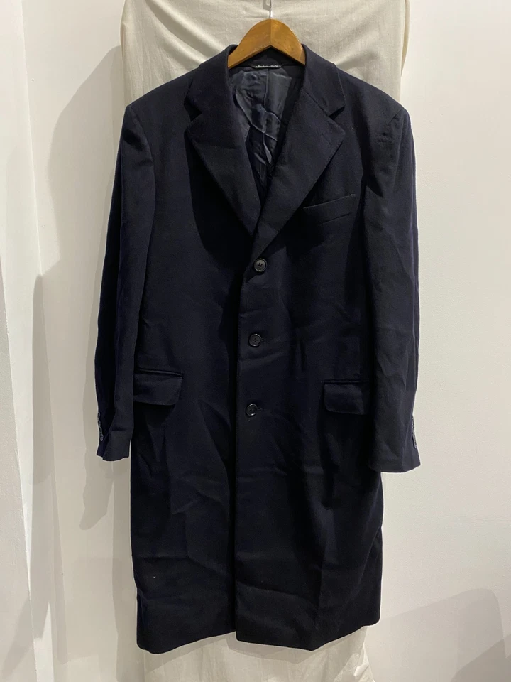 CANALI Navy 90% Wool 10% Cashmere Long Over Coat Size EUR 48 - Image 2 of 4