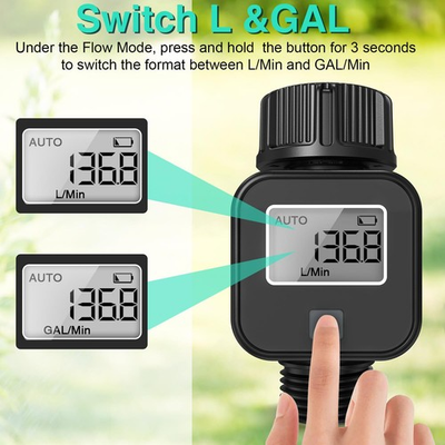 #ad 1pc Indoor Outdoor Water Flowing Meter 3 4in Hose High Accuracy IPX5 Waterproof $24.35
