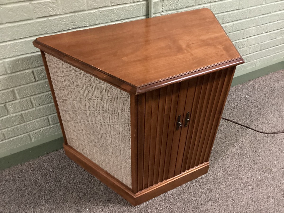 Vintage Wood Working Westinghouse Small Floor Record Player Stereo