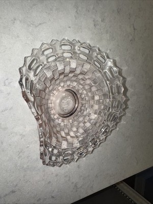 Dusty Rose Basketweave Glass Candy Dish.