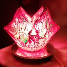 Multi color Abstract Glass Accent Lamp Dial Control, Glossy Finish, Lamp Shade