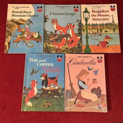 Walt Disney Book Lot Of 5 Cinderella Donald 1970s-80s Amazing Condition Must See