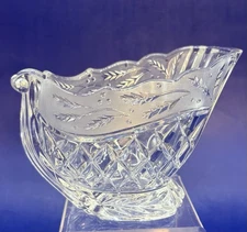 GORHAM Cut Crystal Sleigh Sled Holiday Christmas Candy Bowl Centerpiece
