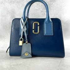 MARC JACOBS Bag Little Big Shot 2 Way Leather Blue Gold Hardware Simple Designer