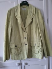 Doris Streich. Pistachio Green Cotton Casual Short Unlined Jacket. Size Fits 16