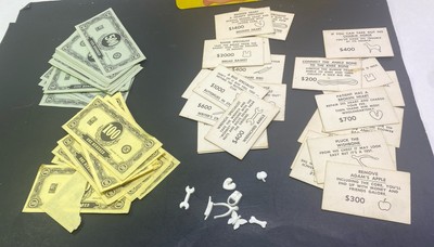 Vintage Operation Game Original Pieces Parts Lot Money,  Cards, Some Bones 1965
