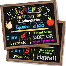 First Day of School Sign, 14 X 11 Double Sided Wooden First and Last Day of Scho