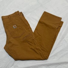 Carhartt Men  s Brown Relaxed Fit Canvas 5-Pocket Work Pants Waist 36