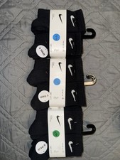 NEW 18 PAIRS NIKE YOUTH CUSHIONED CREW SOCKS SIZE 10C-3Y BLACK