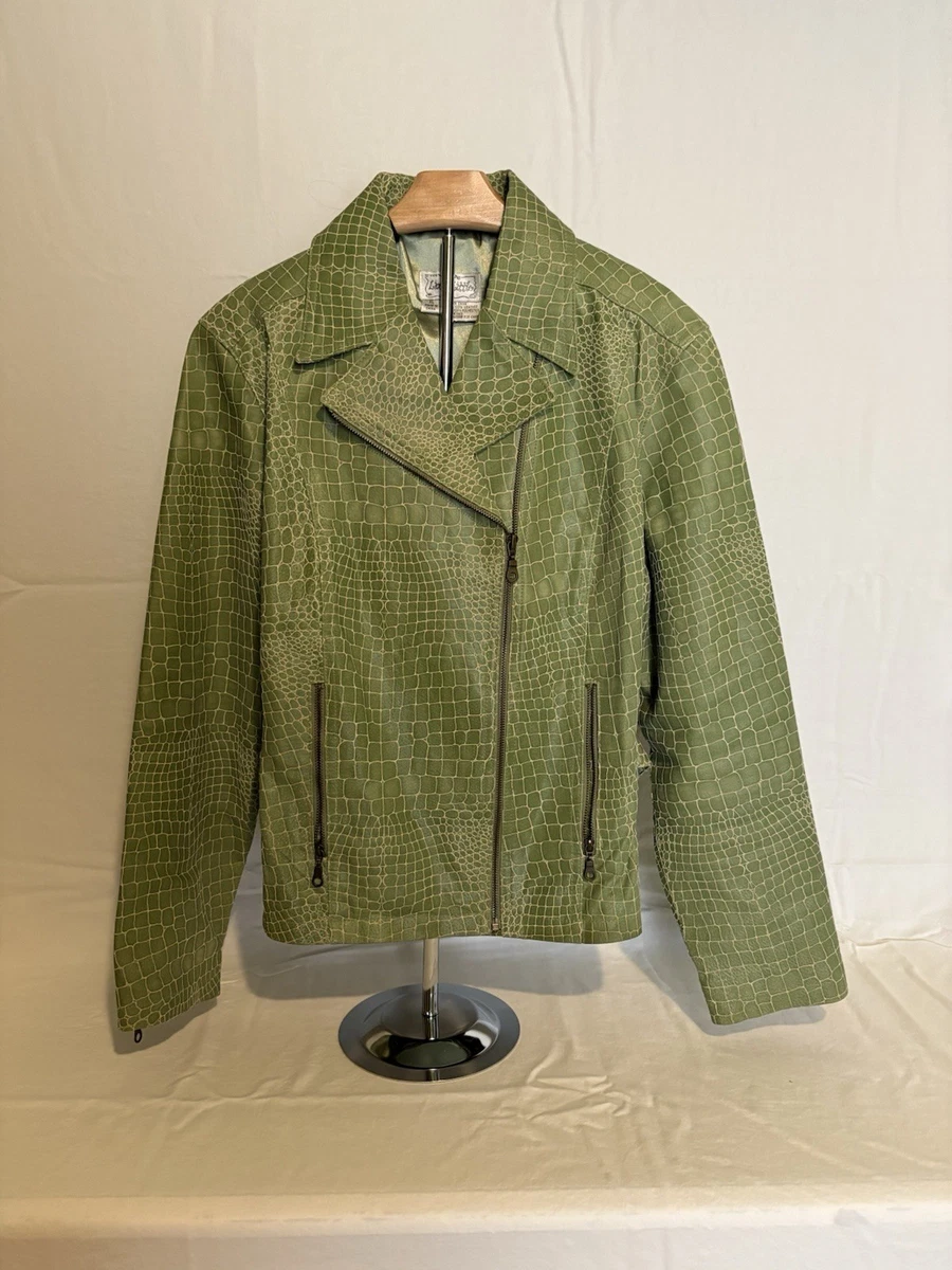 Veste Légère Imprimé Serpent à Fermeture éclair, Doublure Effet Peau - Taille L