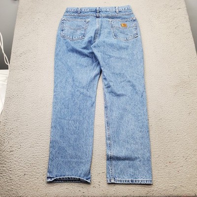 Carhartt Jeans Mens 34x30 Blue Denim Traditional Fit Stone Wash