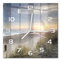 Wanduhr Mit Leisem Uhrwerk Sonnenuntergang Und DüNen WeißE Zeiger 30X30 Cm