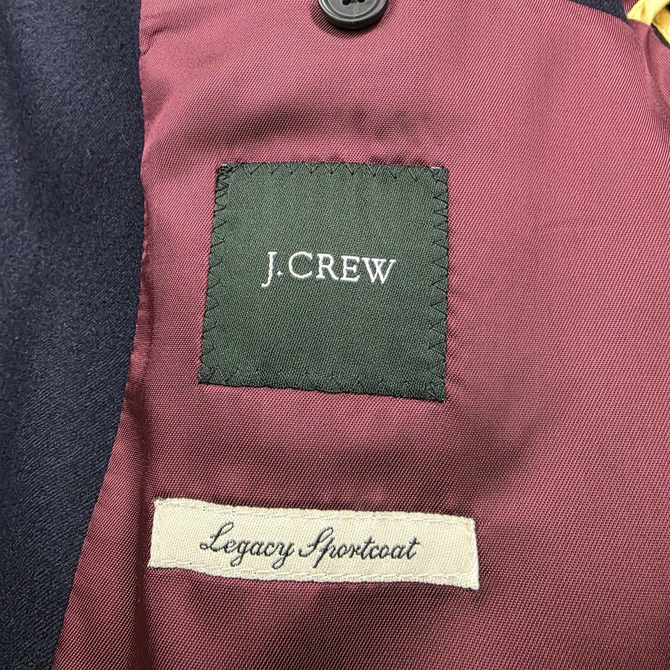 J Crew Blazer 男式 42L 海军蓝 Legacy 运动外套 100% 羊毛金色锚扣 — 第 2/4 张图片