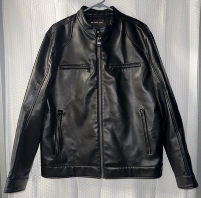 Michael Kors Men's Faux Leather Moto Jacket Size L