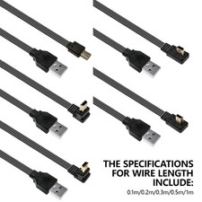 USB to Mini USB Right Angle Cable 480Mbps Data Transfer Charging USB 2.0