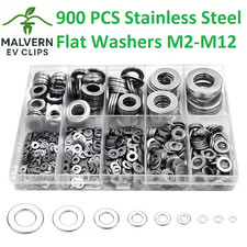 900pc Stainless Steel Washer Assortment Set – 9 Sizes Flat Penny Washers Kit