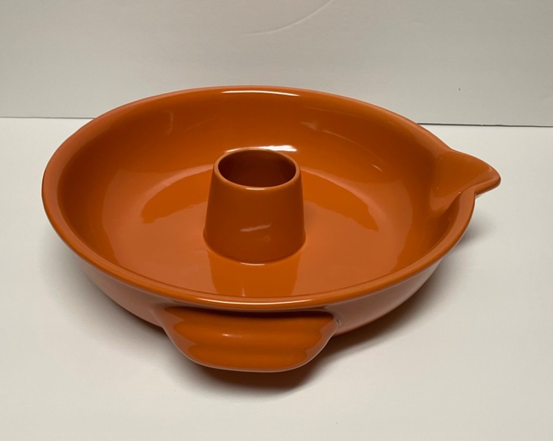 EUC WORLD MARKET 12" CERAMIC ORANGE VERTICAL CHICKEN ROASTER...TENDER & JUICY!!!