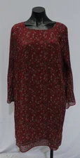 Max Studio Women's Floral Print Sheer Line Ribbed Blouse CN6 Red Size XL