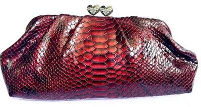 Brighton ''First Kiss''  Snake Red Leather Clutch Purse With Chain New With Tag
