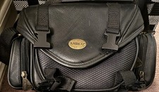 Vintage Ambico Camera Bag Black Padded Shoulder Strap Side Inner Pockets