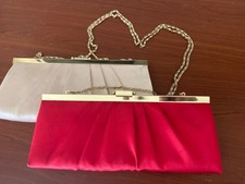 Lot Of 2 Vintage Jessica McClintock Evening Bags Red And Champagne