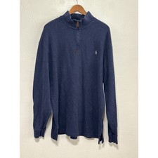 VTG Polo by Ralph Lauren Men  s 1/4 Zip Navy Blue Cotton Sweater Preppy Classic