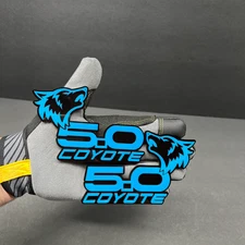 PAIR COYOTE 5.0 Emblem Badges L-BLUEBLACK Fender Angry Aggressive Racing