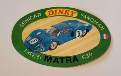 Sehr selten Vintage Original 5'' Minicar Dinky Yanoman 1425 Matra #630 Shop Sticker