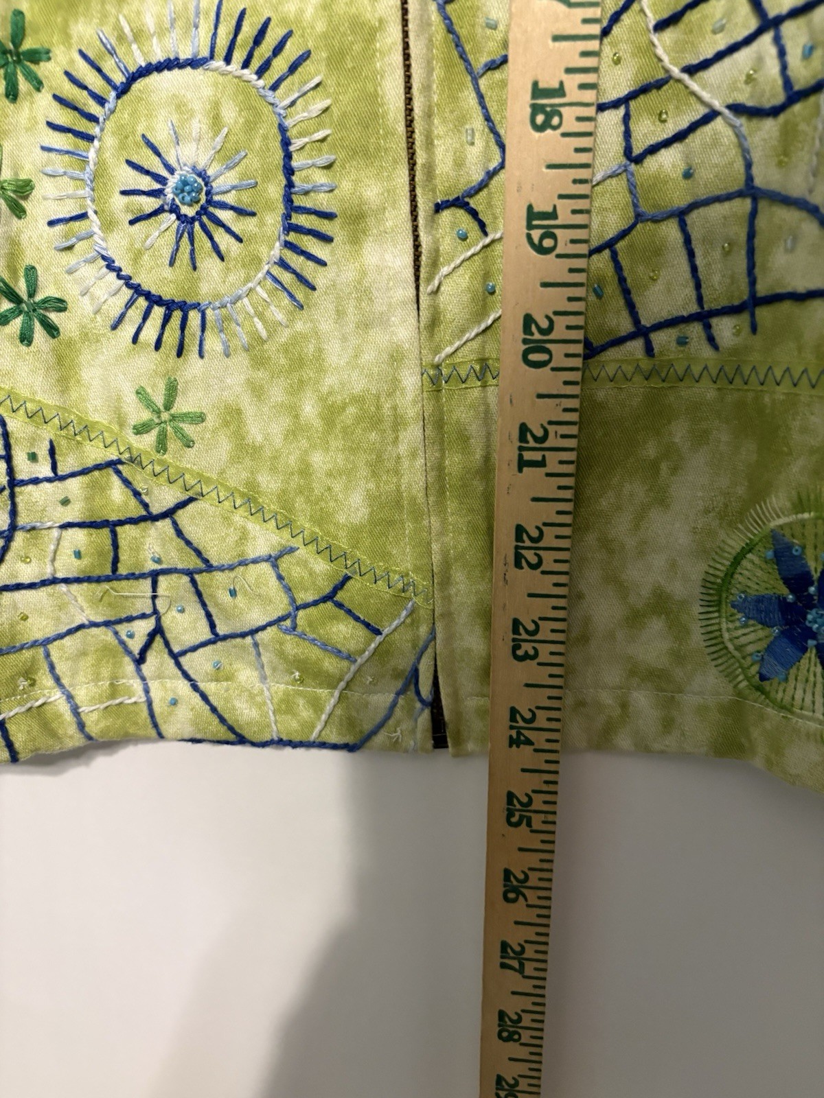 Multiples Sz 2 Jacket Zip Lime Green Embroidered … - image 7