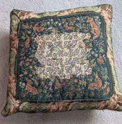 Vintage Gobelin Kissen Buckingham Tapestry's Das Alphabet Tiere 17'' Quadrat
